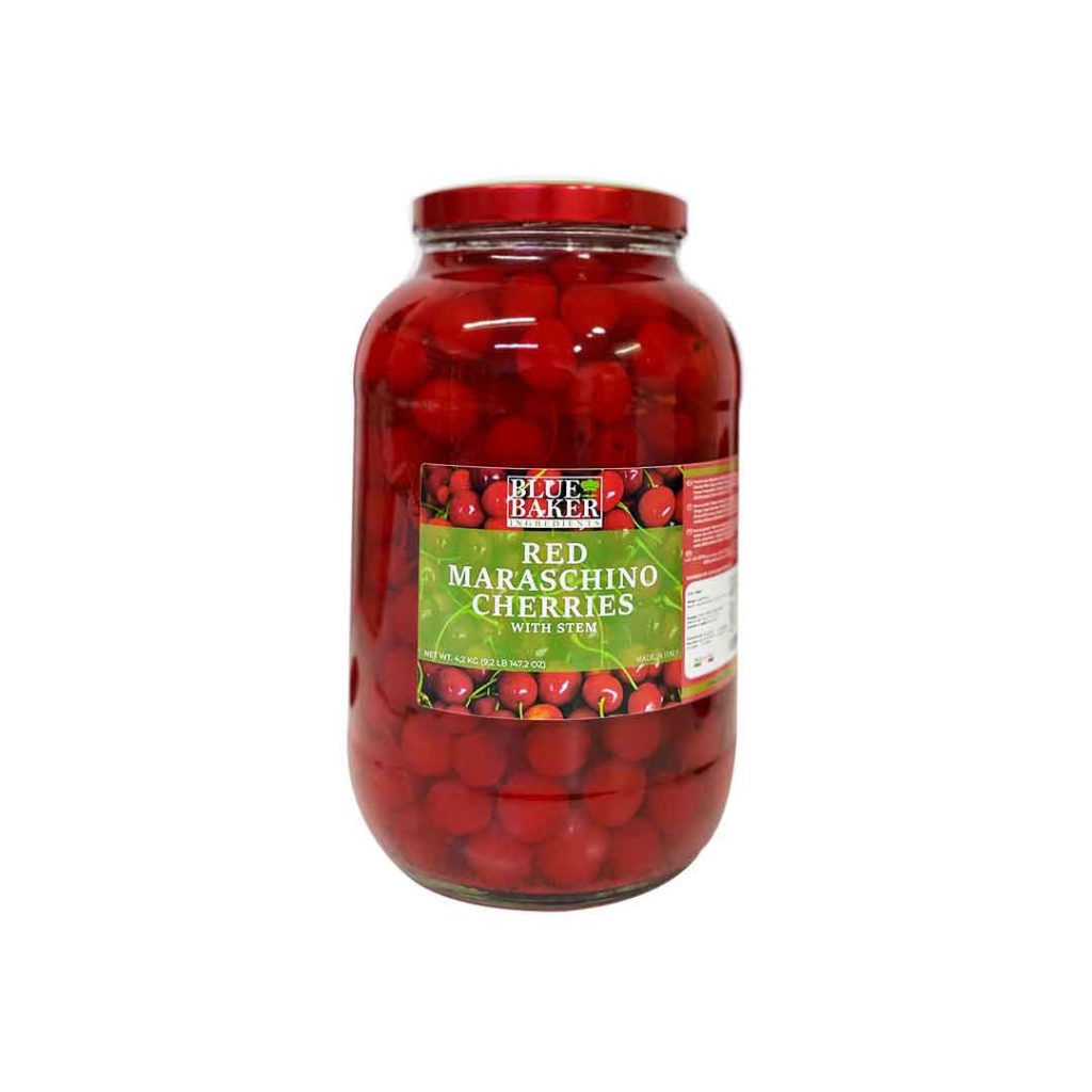 Maraschino Cherries with Stem 4.2kg Jar Blue Baker Ingredients